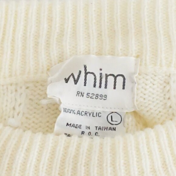 Vintage Whim Cream Blue Nordic Cable Knit Sweater Eclectic Grandpa Cabincore L - Picture 10 of 10